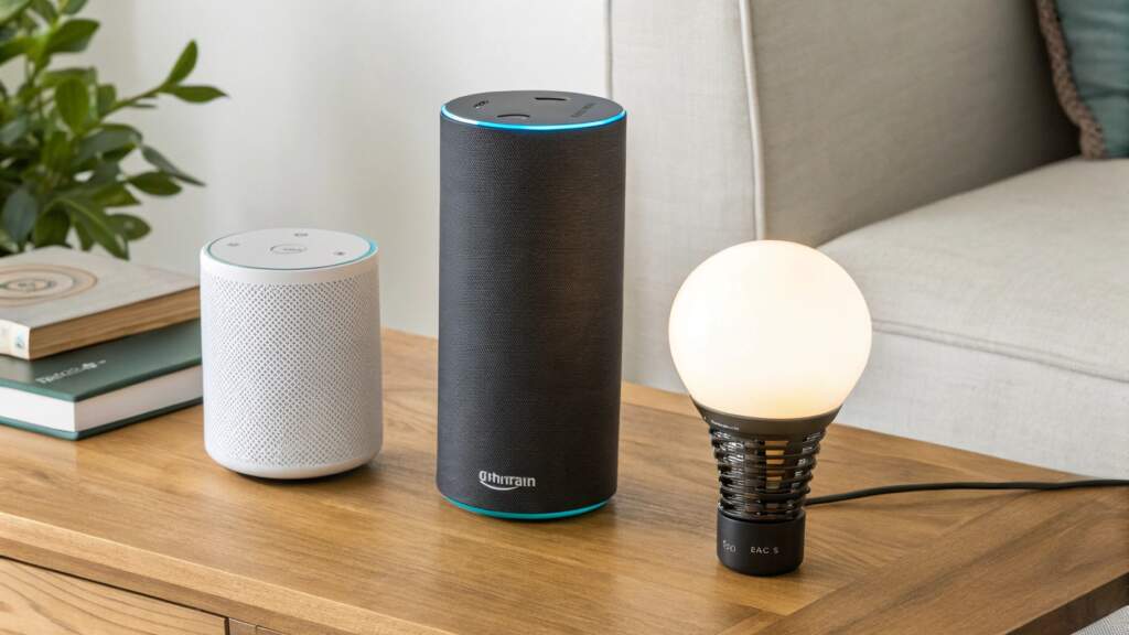 Assistente virtual Alexa e lâmpada inteligente
