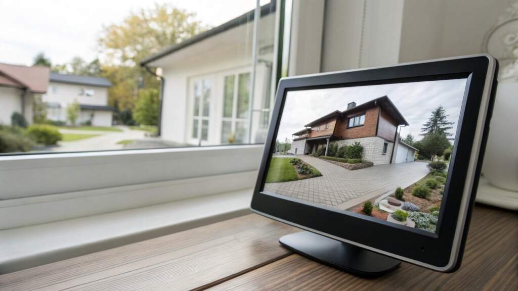 Sistema de câmeras com ângulo de visão grande, imagem do monitor dentro da sala
